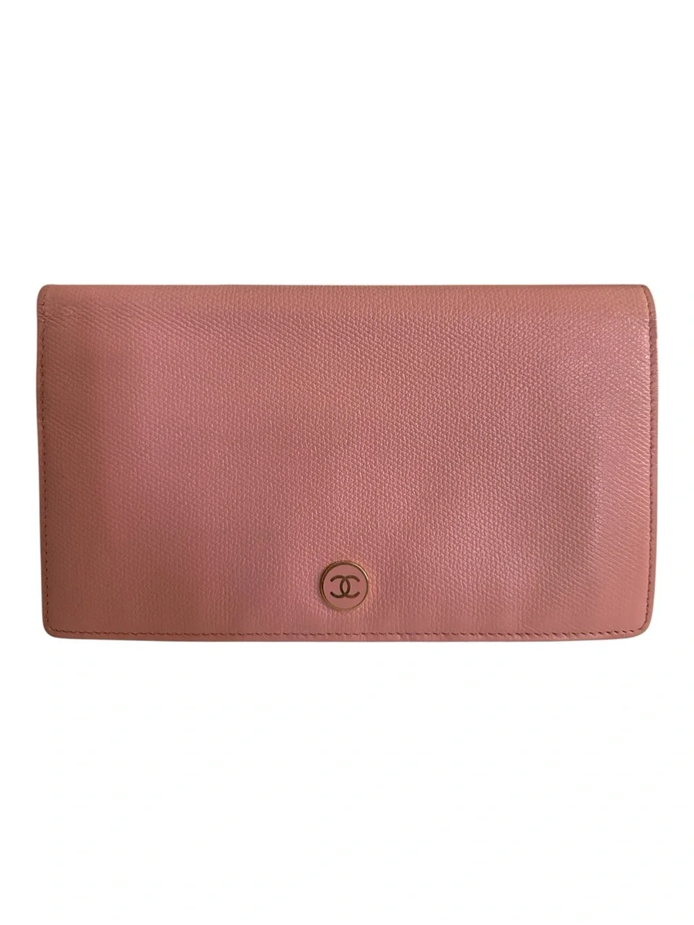 CHANEL Vintage Coco Button Yen Long Wallet – Dusty Pink Caviar Leather